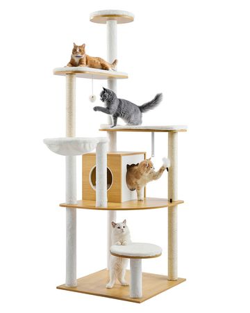 Large Cat Tree, 68.9 inches Tall, Cat Tower, Multi-level Cat Condo Furniture Activity Center with Cozy Perches, Sisal Scratching Posts, Hammock, Big Kittens House for Indoor Cats Play & Rest