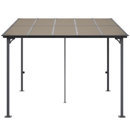 Lean to Gazebo for Patio, 10' x 10' Hard Top Gazebo with Medal Frame, Wall Mounted & Freestanding Pergola, UV Resistant Polycarbonate Roof, Outdoor Patio Awnings for Deck, Garden and Backyard