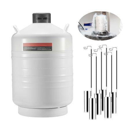 Liquid Nitrogen Tank, 30 L Aluminum Alloy Liquid Nitrogen Container, LN2 Tank Dewar with 6 Canisters and Carry Bag with Straps, Cryogenic Tank for Beauty Industry, Semen Preservation, Scientific
