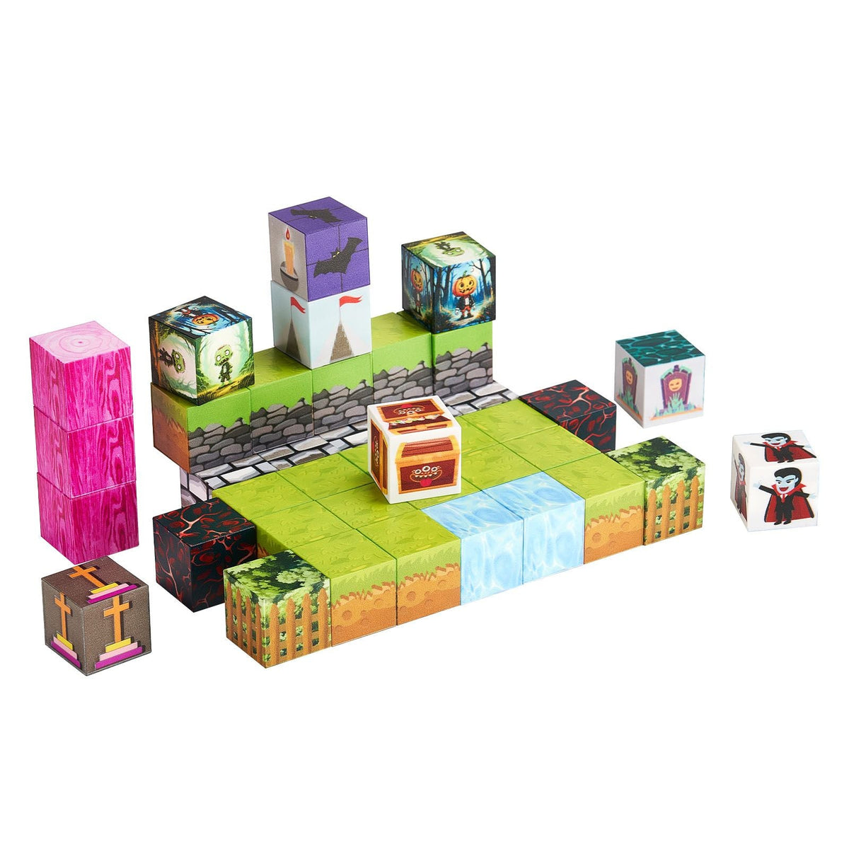 Magnetic Blocks, 100 PCS Cemetery Zombies Set, Magnetic Building Cubes for Kids, STEM Montessori Sensory Toys for Christmas Birthday Gift, Construction Stacking Toy for 3+ Years Old Boys & Girls