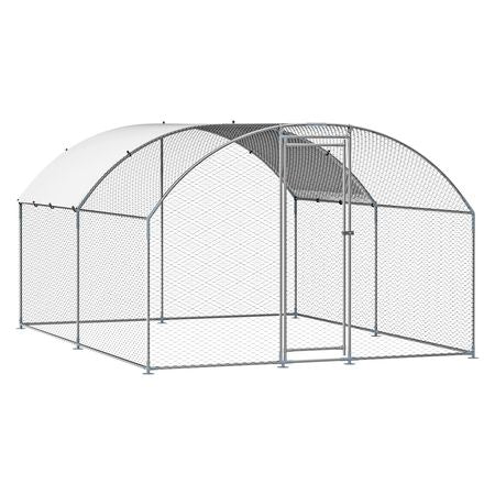 Metal Chicken Coop, 9.8x13.1x6.5 ft Large Walk-in Chicken Runs with Cover, Doom Roof Hen House Enclosure with Security Lock, Outdoor Duck Rabbit Cage Poultry Pen for Backyard, Farm, Yard