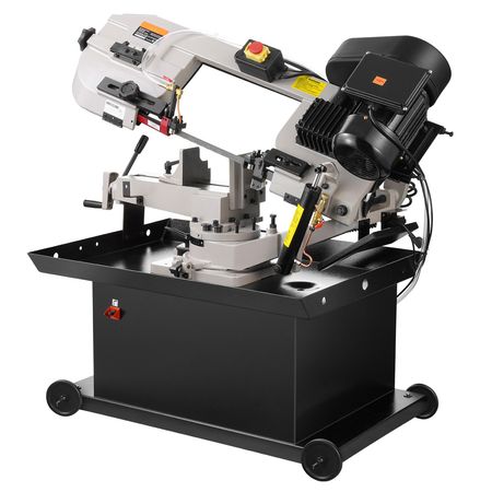 Metal Horizontal Band Saw, 7 x 8.25 in Rectangular Cutting Capacity, 110/220V Vertical Cutting Bandsaw with 1.1 kW Motor, 0-45° Angle Adjustment, Variable Speed, for Metal, Wood, and Plastic
