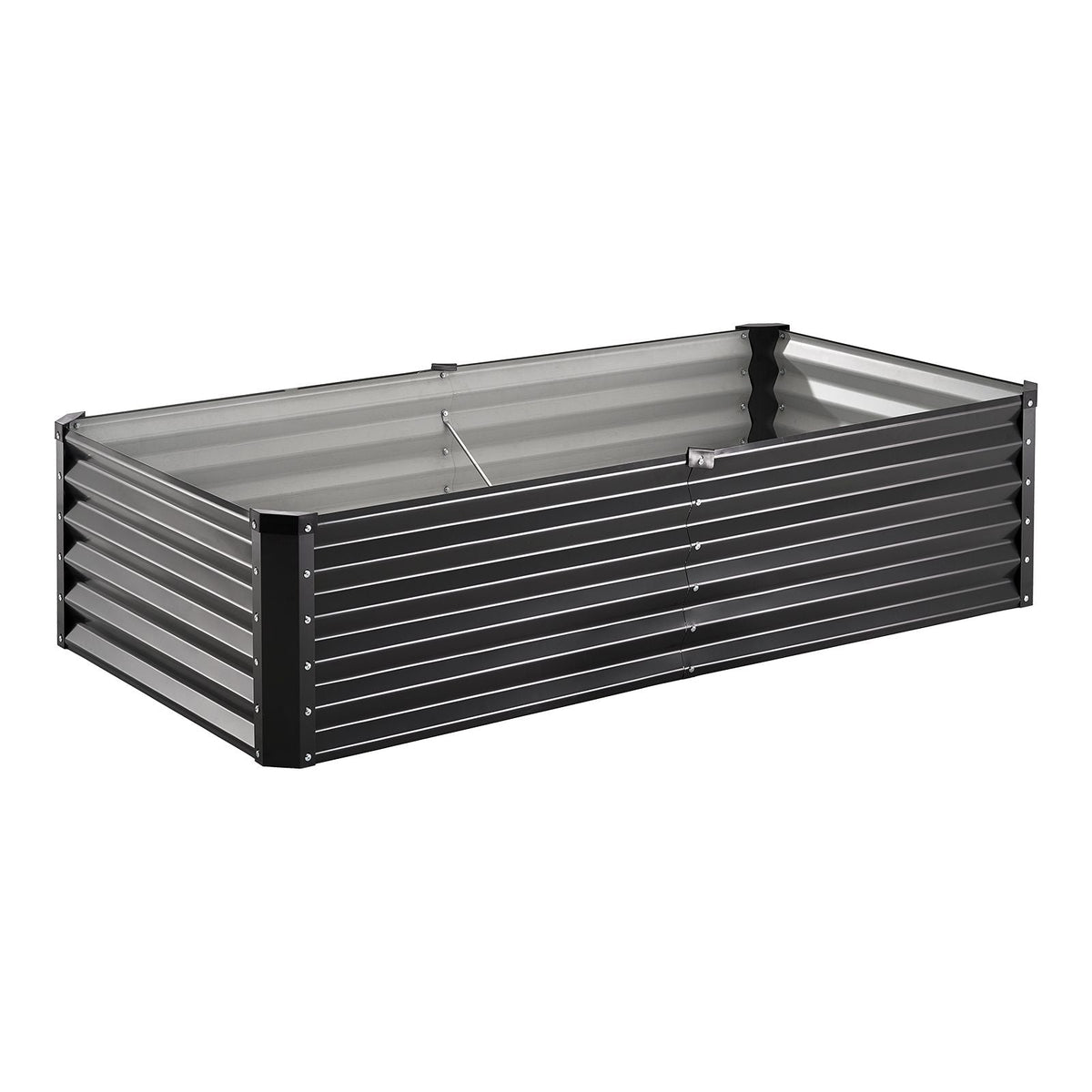 Metal Raised Garden Bed, 6 x 3 x 1.5 ft Outdoor Galvanized Planter Box, with Open Bottom, Large Planter Raised Bed for Gardening Vegetables, Flowers, Herbs, and Succulent Plants, Dark Gray