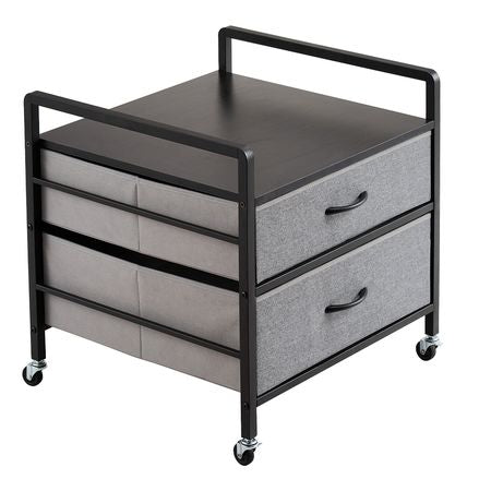 Mini Fridge Stand with Storage, 176 lb-Capacity Mini Fridge Table with 2 Drawers & 4 Swivel Wheels, Mobile Mini Fridge Shelf, Gray Mini Fridge Organizer for Dorm, Apartment, Office, Bedroom
