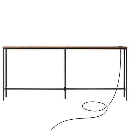 Narrow Console Table, 70.9" Behind Couch Table with Power Outlets, 1-Tier Long Entryway Table, Narrow Sofa Table with Metal Frame and Charge Station, for Entryway, Hallway, Living Room