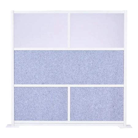 Office Divider Privacy Partition, 1-Pack, 70" x 70" Modular Wall Room Divider, PET Workstation Cubicle Partition with Frosted Windows, Freestanding Privacy Panel Wall for Office Library