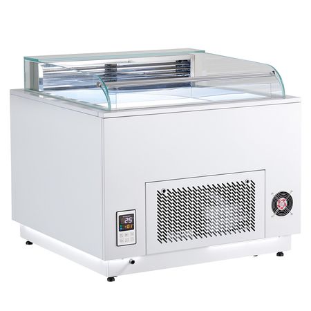 Open Air Merchandiser, 3.1 cu. ft. Shelving Commercial Refrigerator, Grab and Go Fan Cooling Display Cooler, with LED Lighting, Night Curtain, Horizontal for Restaurants, Stores, Office