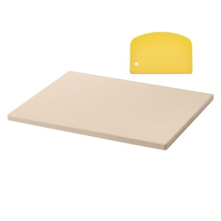 Pizza Stone, 15 x 12 in Rectangular Cordierite Pizza Stone, Extra Large Baking-Stone with Scraper, 0.6 in Thick Heat-Resistant Cordierite, for Kitchen Oven, Baking Bread & Pizzas, BBQ Grilling
