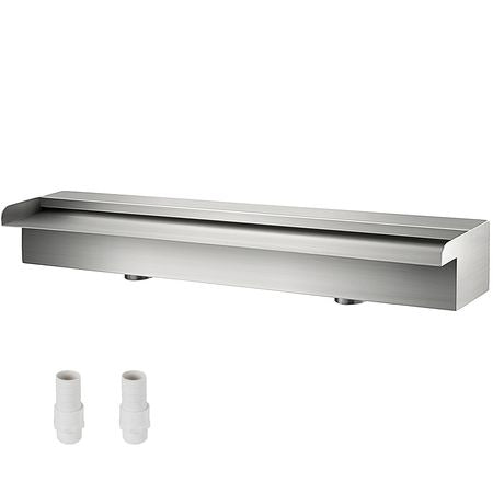 Pool Fountain Stainless Steel Pool Waterfall Spillway with Pipe Connector Rectangular Garden Outdoor (59.1\")