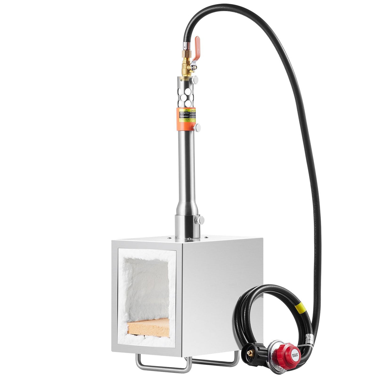 Portable Propane Forge, 1 Burner Farrier Forge, 2600 Fahrenheit Tool and Knife Making Blacksmithing Gas Forge, Large Capacity Square Stainless Steel Gas Forging Tools and Equipment