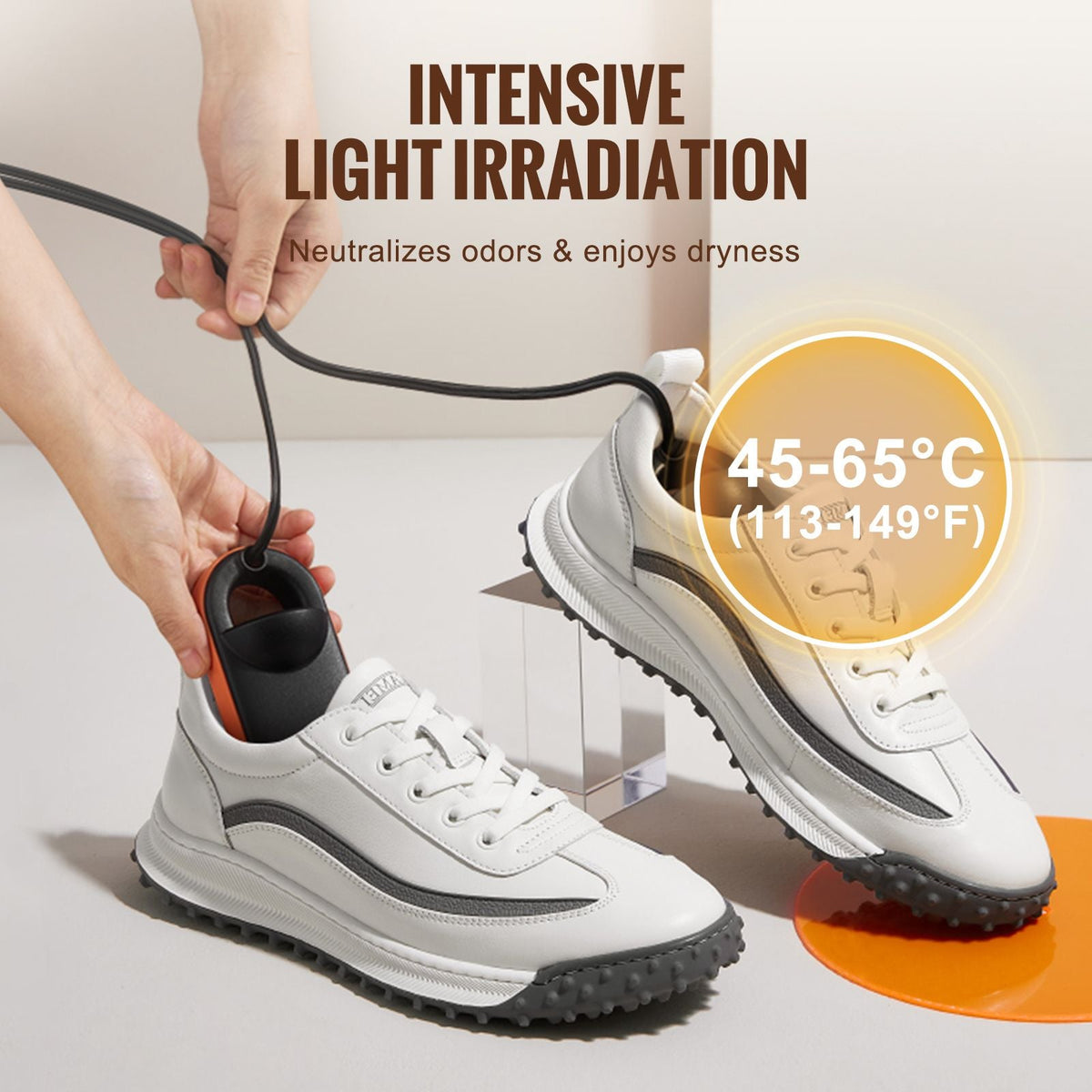 Portable Shoe Dryer, Electric Boot Dryer, Deodorized Boot Warmers/Dryer with Quick & Even Drying for Cotton Slippers, Snow Boots, Leather Shoes, Canvas Shoes, Socks, Black & Orange