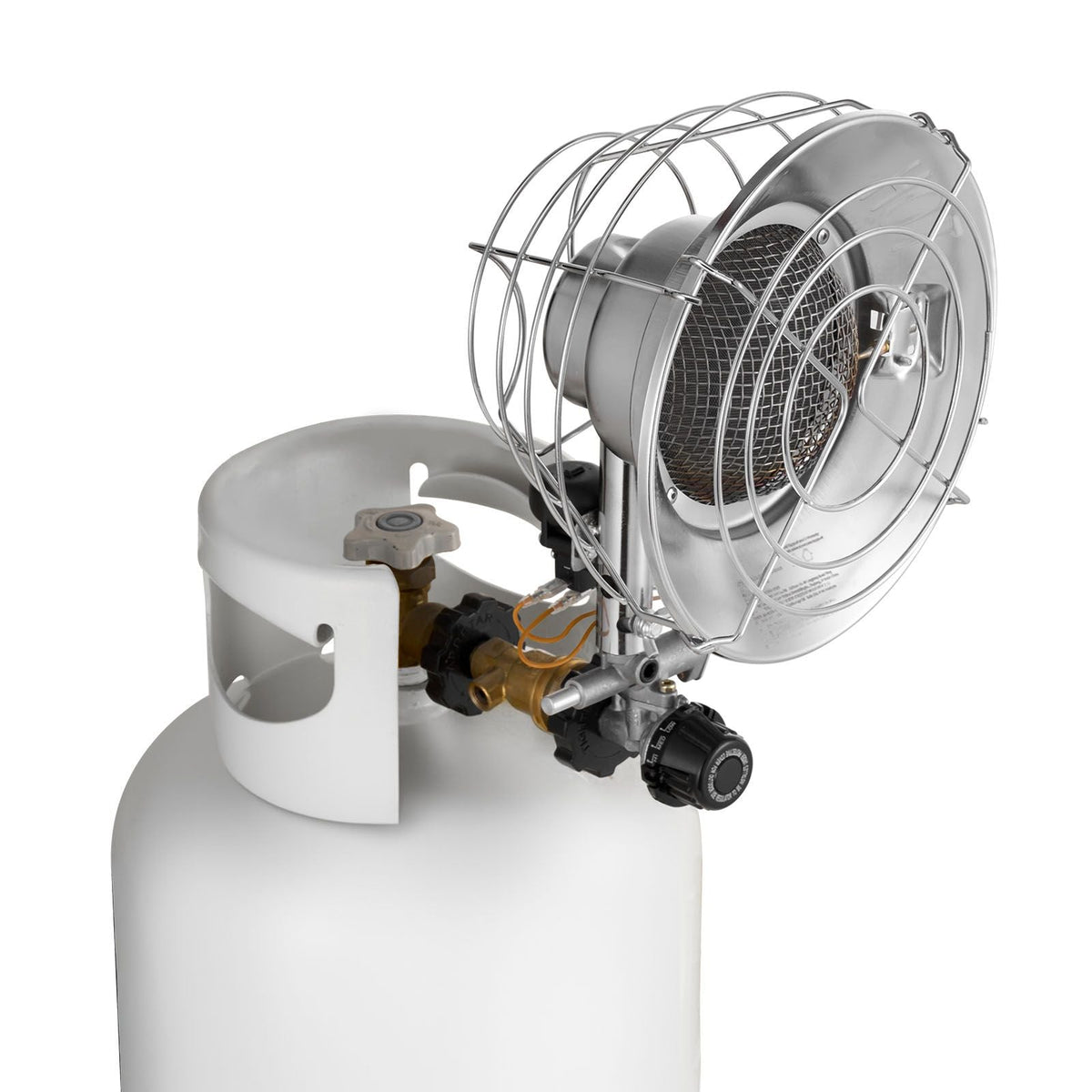 Propane Tank Top Heater, 15000 BTU Rapid Heating 180-Degree Infrared Radiant Tank Top Gas Heater, Stepless Temperature Adjustment for Ice Fishing/ Hunting/Outdoor Work, Single Burner Round