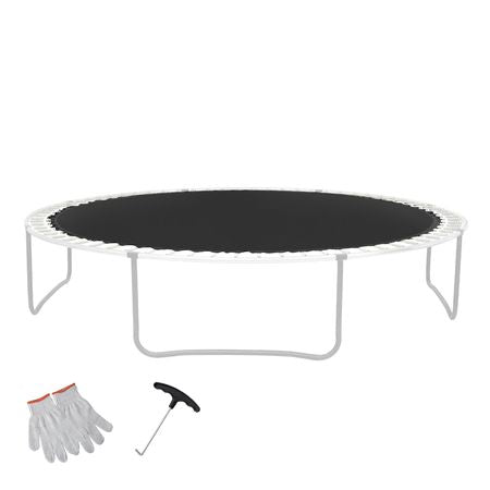 Replacement Trampoline Mat, Jumping Mat Fits 14ft Frame, Universal Jumping Mat for 14ft Round Trampoline, Reinforce UV-Resistant Mat with Spring Tool & Durable V-Rings, Fit 6.5"-7" Spring Length