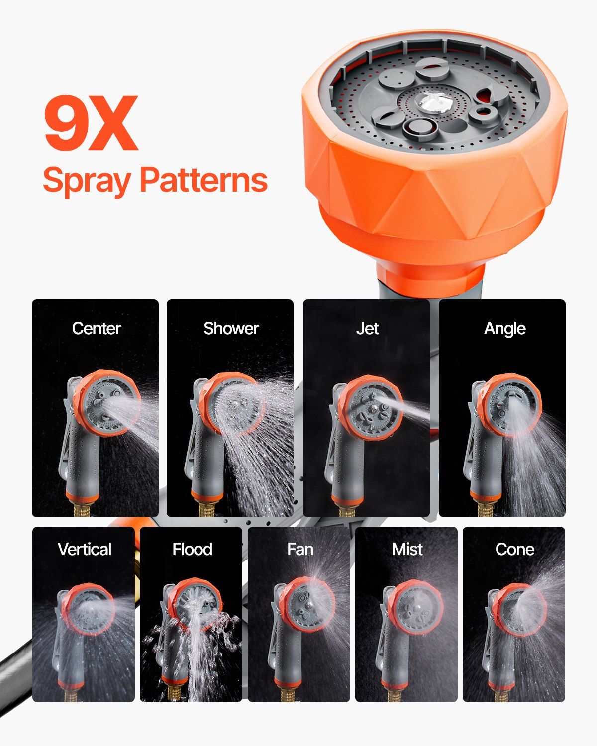 Retractable Garden Hose Reel, 1/2 Inch x 84 ft Wall Mounted Hose Reel, Heavy Duty Garden Hose Reel with 9 Patterns Nozzle, Any Length Lock, Upgraded Slow Return System and 180°Swivel Bracket