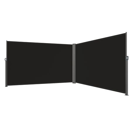 Retractable Side Awning, 71''x 236'' Aluminum Outdoor Privacy Screen, 280g Polyester Water-proof Retractable Patio Screen, UV 30+ Room Divider Wind Screen for Patio, Backyard, Balcony, Black