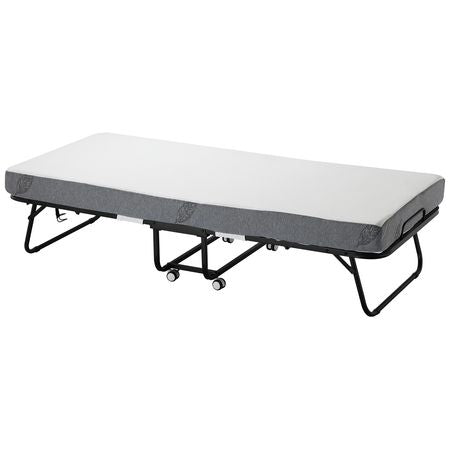 Rollaway Bed, 31 in x 75 in Folding Bed with 5 in Mattress, Twin Size Foldable Bed with Sturdy Metal Frame & Memory Foam Mattress, Portable Twin Roll Away Bed with Mattress, for Adults, Guest