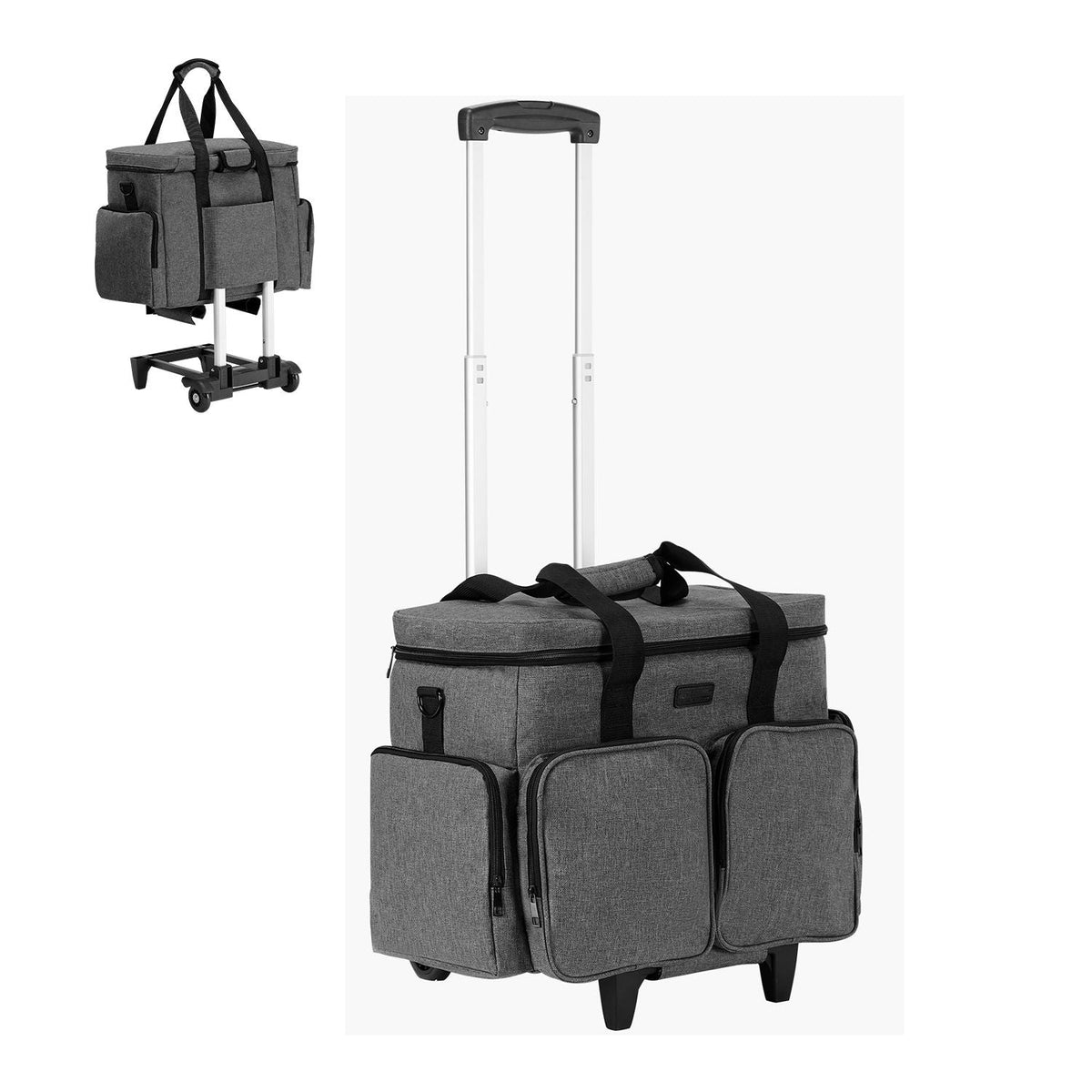 Rolling Laptop Bag, Fits Up to 15.6 Inch Laptop, Wheeled Briefcase, Teacher Roller Computer Tote Bag with Detachable Trolley & Telescopic Handle, Laptop Case for Work Travel, Women & Men (Gray)