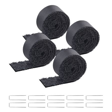 Rubber Mulch for Landscaping, 4 Rolls Recycled Rubber Mulch Mat 120 x 4.5 in, Permanent Rubber Pathway, Natural-Looking Black Mulch Garden Edging for Plants, Vegetables & Flower Garden Barrier