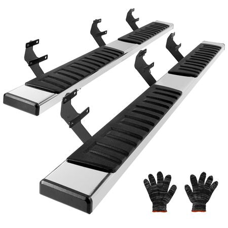 Running Boards, 6" Step Bars Compatible with 2015-2023 Ford F150-Crew Cab/2017-2023 Ford F-250 F-350 Super Duty Crew Cab, 201 Stainless Steel Side Steps Nerf Bars, 500LBS Capacity, 2 Piece