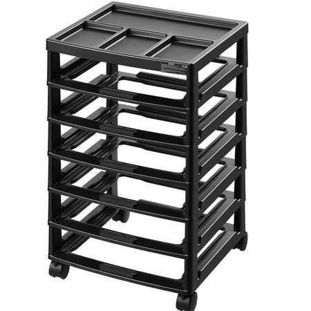 Scrapbook Rolling Storage Cart, 6-Tier Large Capacity with Organizer Top, Black Frame with 4 Removable Wheels, PP Material Cart Only, Rolling Craft Storage for Office Arts and Crafts Supplies