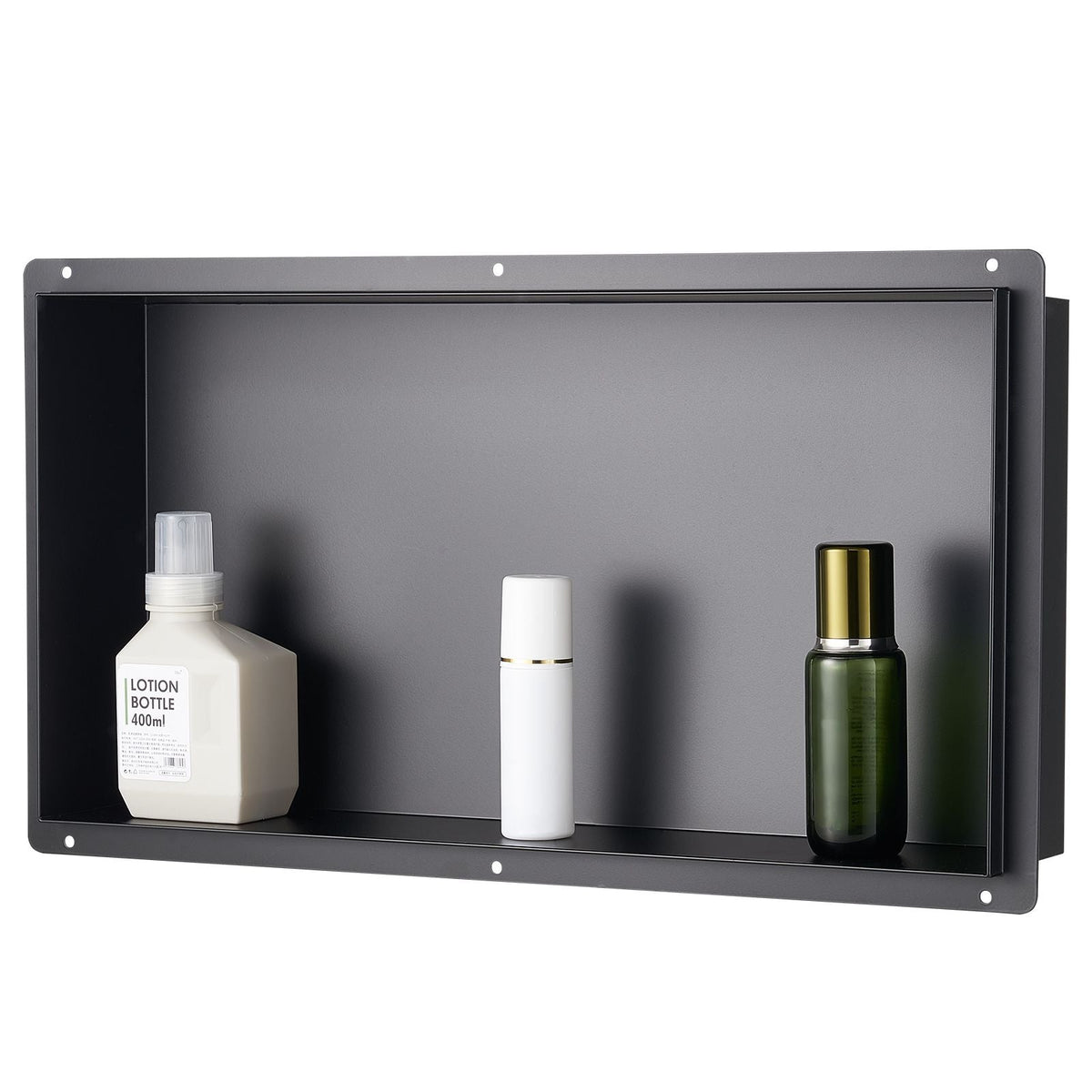 Shower Niche, 13 x 25 x 4 inch Frameless Recessed Wall Niche, Heavy-duty Stainless Steel Modern Shampoo Storage Organizer, Sealed Waterproof, Durable & Easy to Install, Black for Bathroom