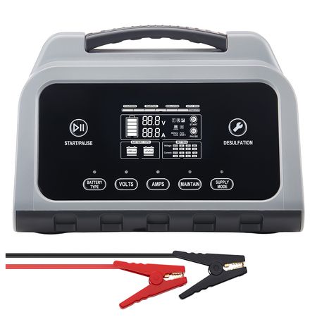 Smart Battery Charger, 20A, 6V 12V 24V Lithium LiFePO4 Lead-Acid (Gel/AGM) Car Battery Charger, with LCD Display, Trickle Charging Maintainer Desulfator, for Car, Boat, Motorcycle, Lawn Mowers