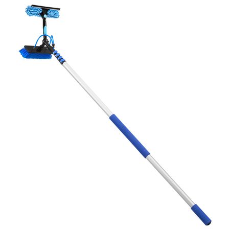 Solar Panel Cleaning Kit, 26 ft, Water Fed Pole Kit with Cleaning Brush, Soap Dispenser, Extendable Aluminum Telescopic Pole, 180° Rotatable Brush Head, for Roof Mounted Solar Panels, Windows
