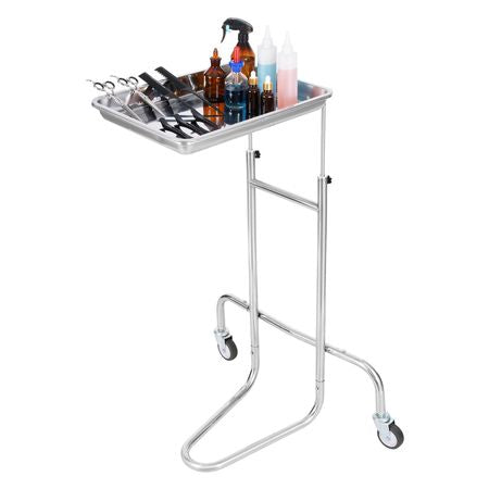 Stainless Steel Lab Carts, Lab Utility Cart with Single Tray, Mobile Medical Cart with 2 Silent Wheels, Lab Rolling Cart for Lab, Clinic, Hospital, Salon