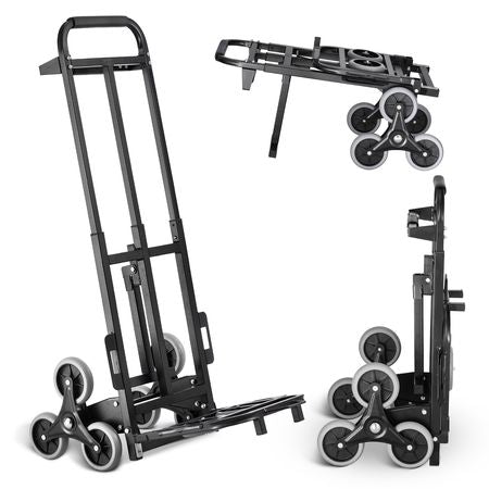 Stair Climbing Cart, 460 lbs Capacity Stair Climber Hand Truck and Dolly, Heavy-Duty Folding Trolley Cart with Dual Handle, 6 Wheels & 2 Elastic Ropes for Home Office Shopping Moving Warehouse