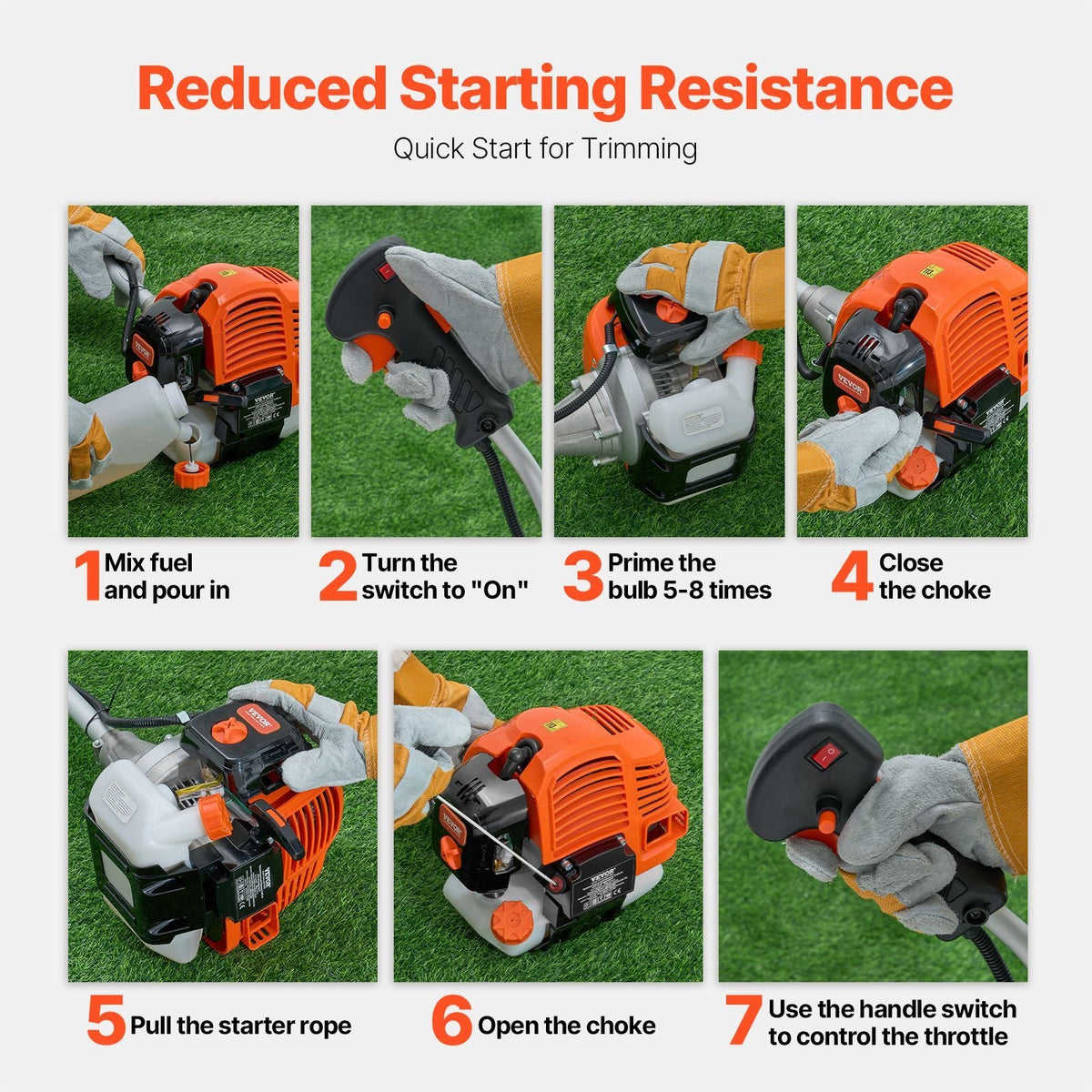 String Trimmer, 51.7CC 2-Stroke, Gas Powered Weed Wacker, 16.9" Cordless Grass Trimmer, Multi-Functional Lawn Edger with Shoulder Strap & 3T Blade, Weed Eater for Quick Grass Cleaning