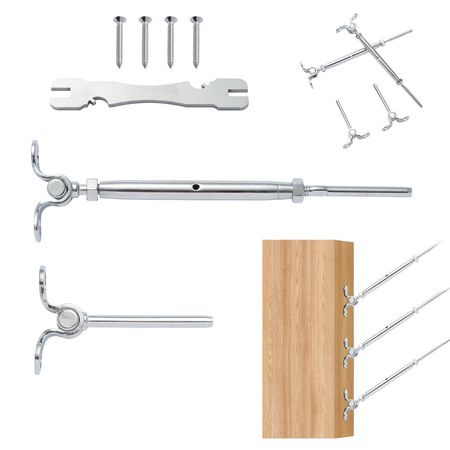 T316 Stainless Steel Adjustable Angle 1/8" Cable Railing Kit/Hardware for Wood Post, Marine Grade for 1/8"Wire Rope,0-180-Degree Angle & Easy Installation, Silver (20 Pack)