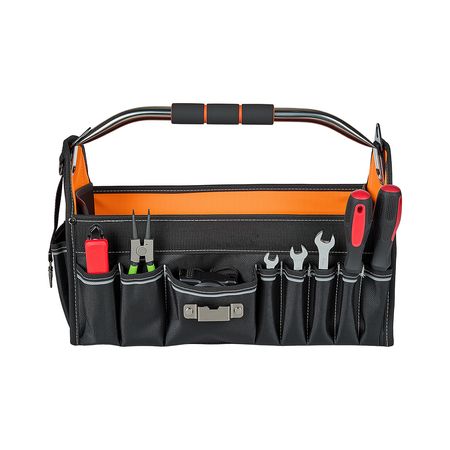 Tool Bag, 16.1 Inch, 33-Pocket Open Top Tool Tote, Electrical Maintenance Toolbox Organizer Storage with Handle, Adjustable Shoulder Strap, Portable Toolbag, for Professionals DIY & Jobsite Use