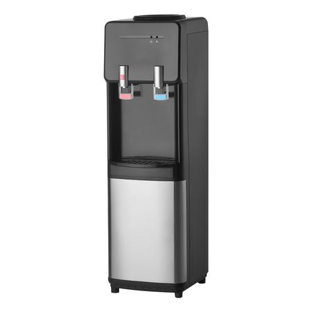 Top Loading Water Cooler Dispenser, Hot and Cold Water Dispenser for 3 or 5 Gallons Bottles, Sturdy Stainless Steel and Child Security Lock, Ideal for Homes, Kitchens, Offices, Dorms, Black