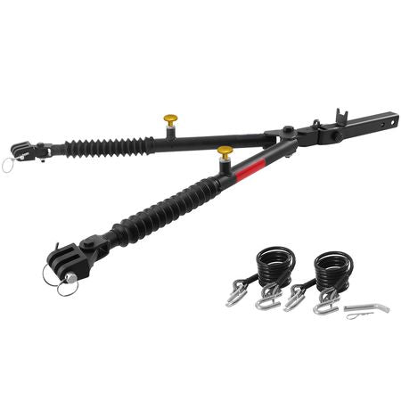 Tow Bar, 7500 lbs Towing Capacity with Ropes, Powder-Coating Alloy Steel Bumper-Mounted Universal Towing Bar with Max 52 inches Telescopic Rod, Fits 2-inch Connector, for RV Car Trailer Truck