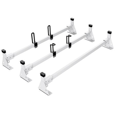 Trailer Ladder Rack, 54" 3 Crossbars Ladder Roof Rack, Heavy-duty Steel Van Roof Ladder Rack, 800 lbs Capacity Van Ladder Rack with Straps, Fit for Ford Transit 150, 250, 350, 2015-2022