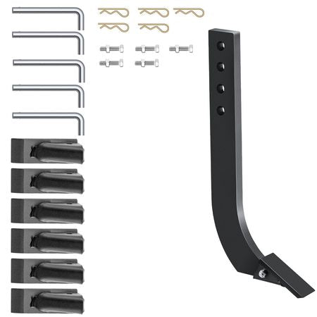 Tuspuzz Box Blade Shank, 18\'\' Scarifier Shank, 4 Holes Box Scraper Shank, Ripper Shank with Removable Tapered Teeth and Pins, Adjustable Shanks Assembly for Replacement, Digging, Plowing, 5PCS