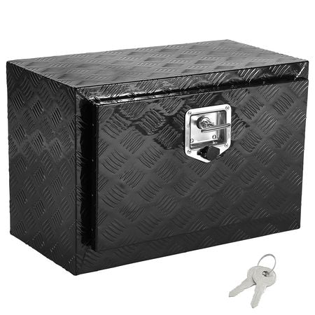 Underbody Truck Box, 24" x 17" x 18" Pickup Storage Box, Heavy Duty Aluminum Diamond Plate Tool Box with Lock and Keys, Waterproof Trailer Storage Box with T-Handle Latch for Truck, Van, Trailer