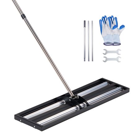 Updated Lawn Leveling Rake with Roller, 30" x 10" Stainless Steel Lawn Leveler with 83.9" Adjustable Handle, Heavy Duty Yard Leveling Rake, Effort Saving Lawn Leveling Tool for Yard Golf Court