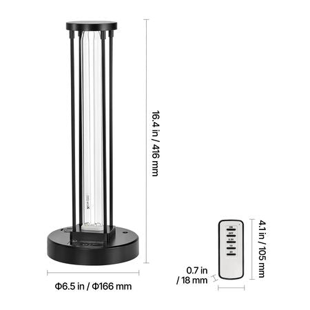 UV Light, 36W Ultraviolet Lamp with Ozone Purifier, UVC Lamp with 30/60/120 Minutes 3-Gear Timer and Remote Control, for Room up to 400 sqft, UVO Lights for Living Room, Bedroom, Hotel, School