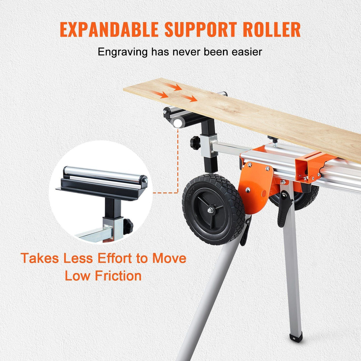 100in Miter Saw Stand with One-piece Mounting Brackets Sliding Rail 500lbs