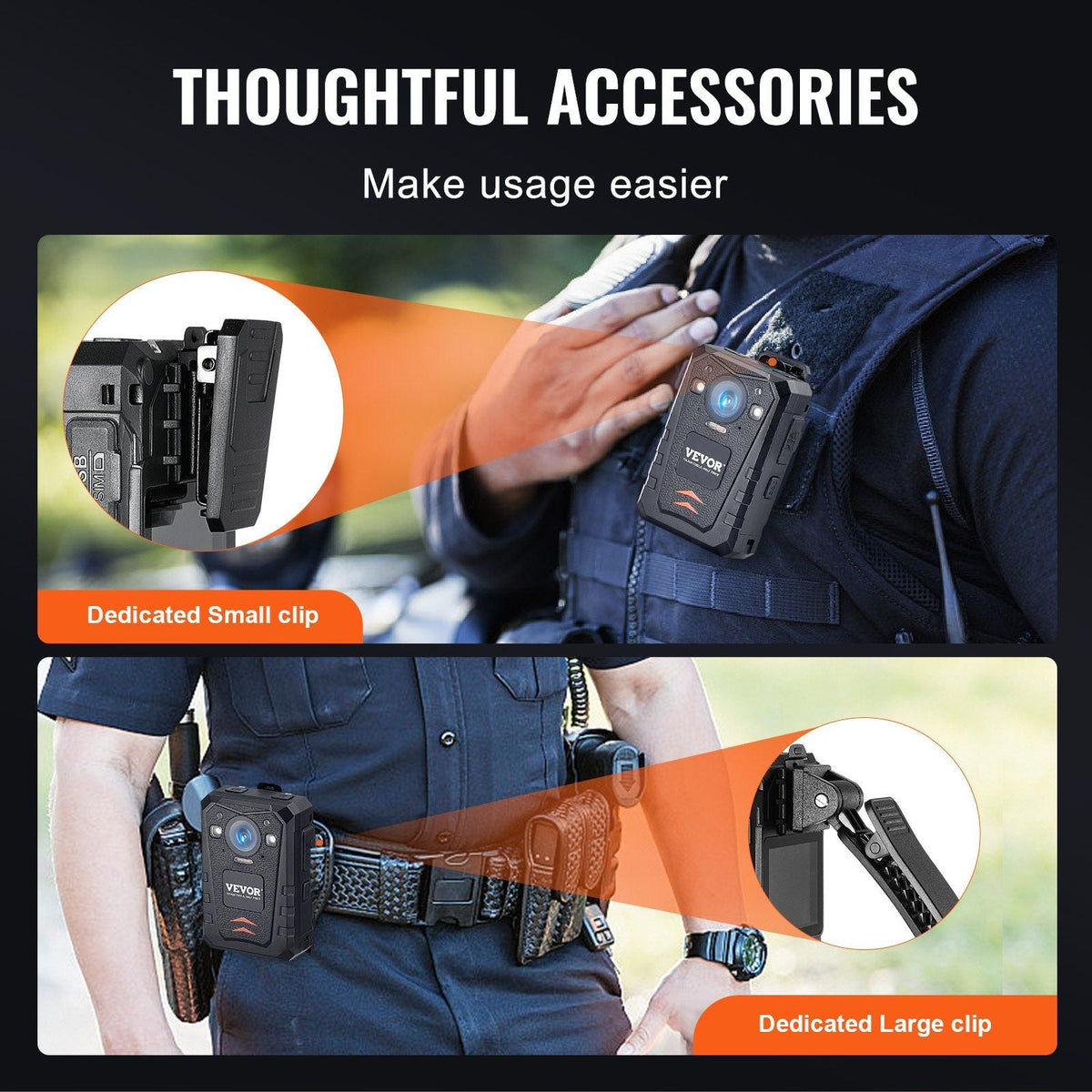 1440P HD Police Body Camera, 64GB Body Cam with Audio Video Recording Picture, Built-in 3500 mAh Battery, 2.0" LCD, Infrared Night Vision, Waterproof GPS Personal Body Cam for Law Enforcement