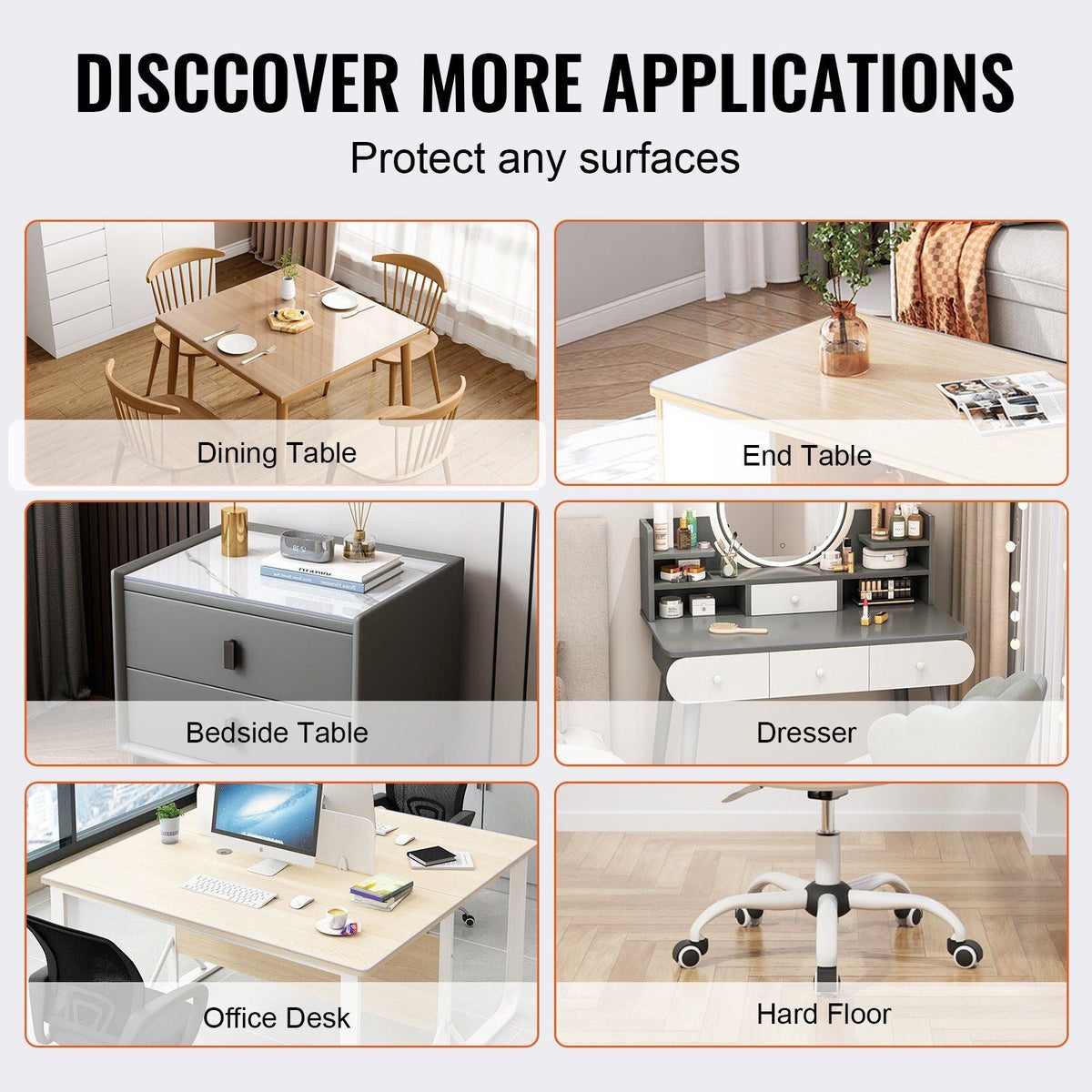 Clear Table Cover Protector, 36"x36"/916 x 916 mm Table Cover, 1.5 mm Thick PVC Plastic Tablecloth, Waterproof Desktop Protector for Writing Desk, Coffee Table, Dining Room Table