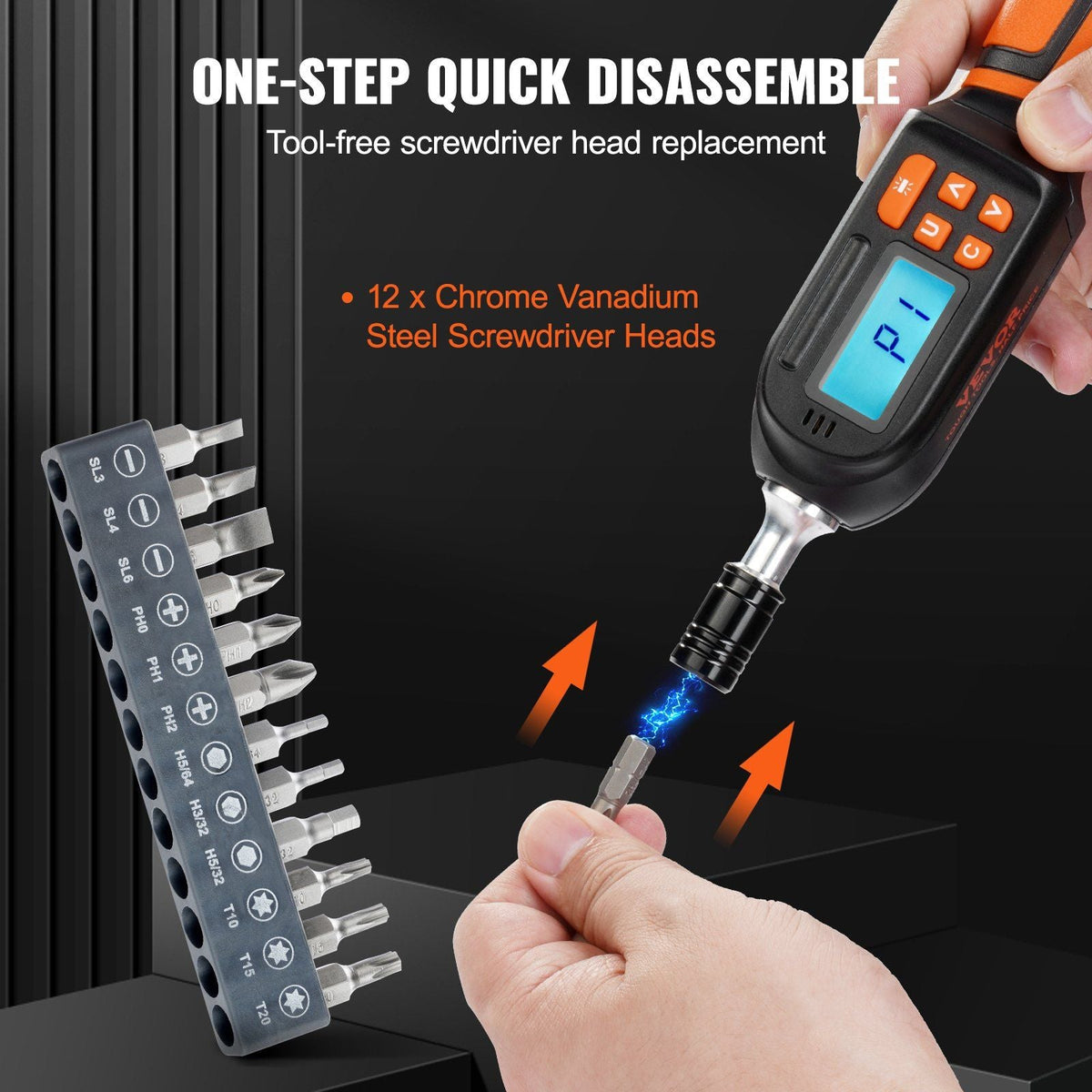 Digital Torque Screwdriver, 1/4" Drive Screwdriver Torque Wrench, Electrician Torque Screwdriver with LCD, 2.65-70.67 in-lbs Torque Range, 0.01 N.m Increment Torque Screwdriver with Bits & Case