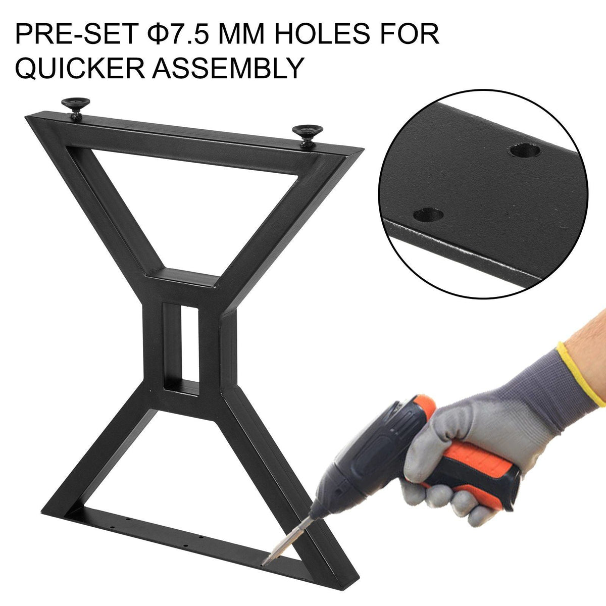 Dining Table Legs 28 inch, Metal Table Legs 2PCs, Hollow X-Shaped Legs 440 Lbs Load Capacity DIY Coffee Table Legs Black Anti-Rust Iron Office Table Legs with Baking Varnish for Dining Table