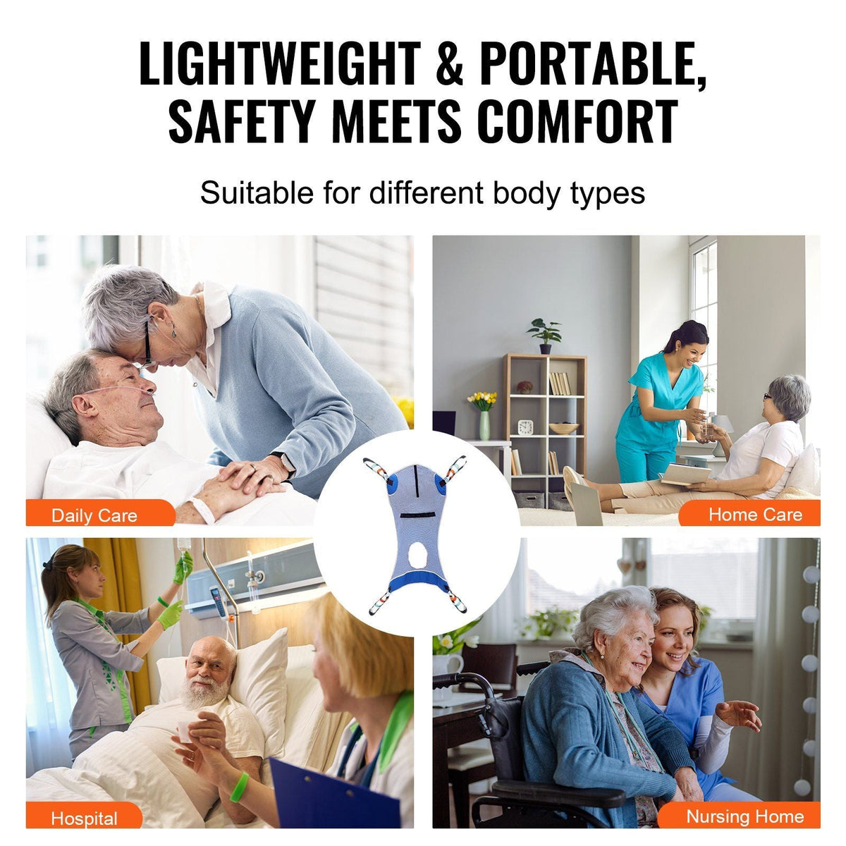 Full Body Patient Lift Sling with Commode Opening Medical Aid Sling M-Size