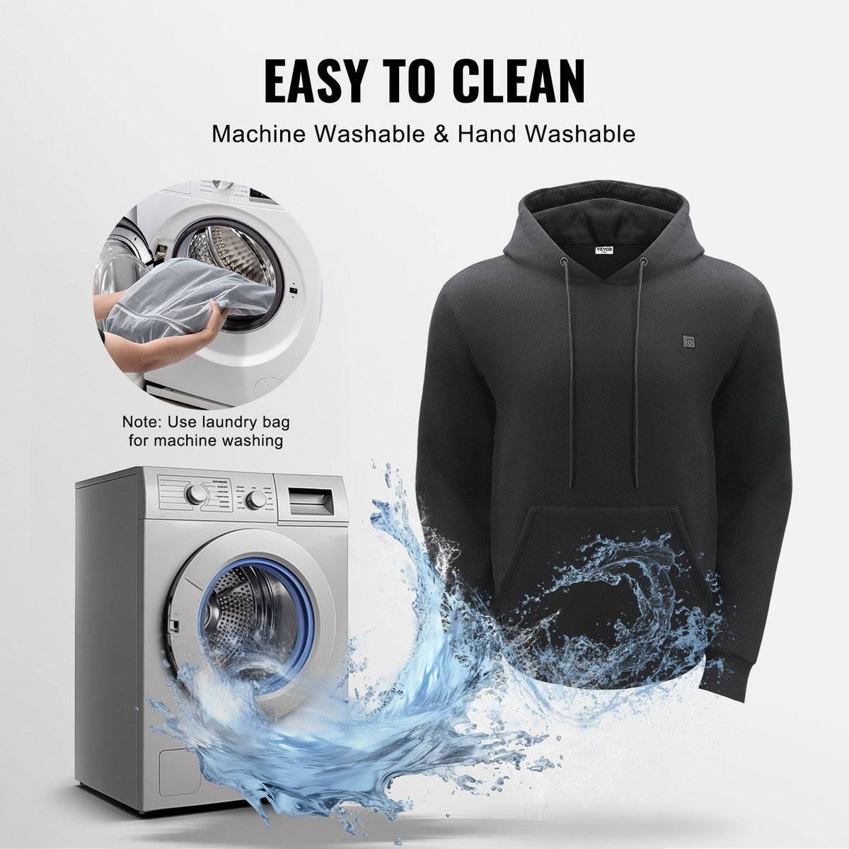 Heated Hoodie Sweatshirt Unisex with Battery for Men & Women L Size Black