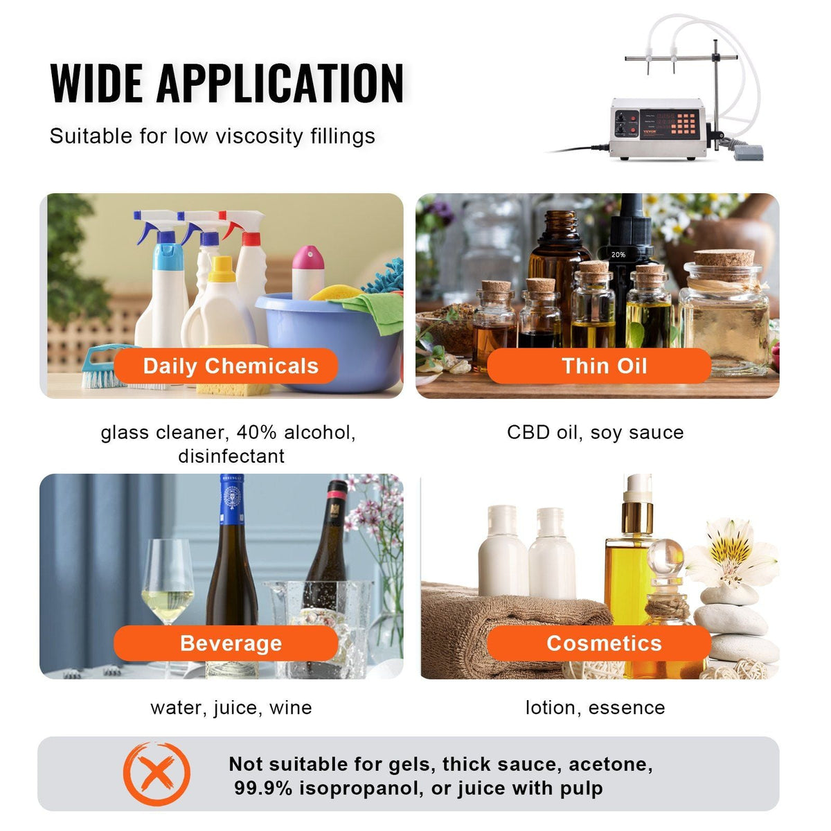 Liquid Filling Machine, 10-4000ml Filling Capacity, Automatic Bottle Filler Machine Bottling Machine Digital Control for Milk, Water, Wine, Beverage, Soy Sauce, Vinegar, Alcohol (Double Nozzle)