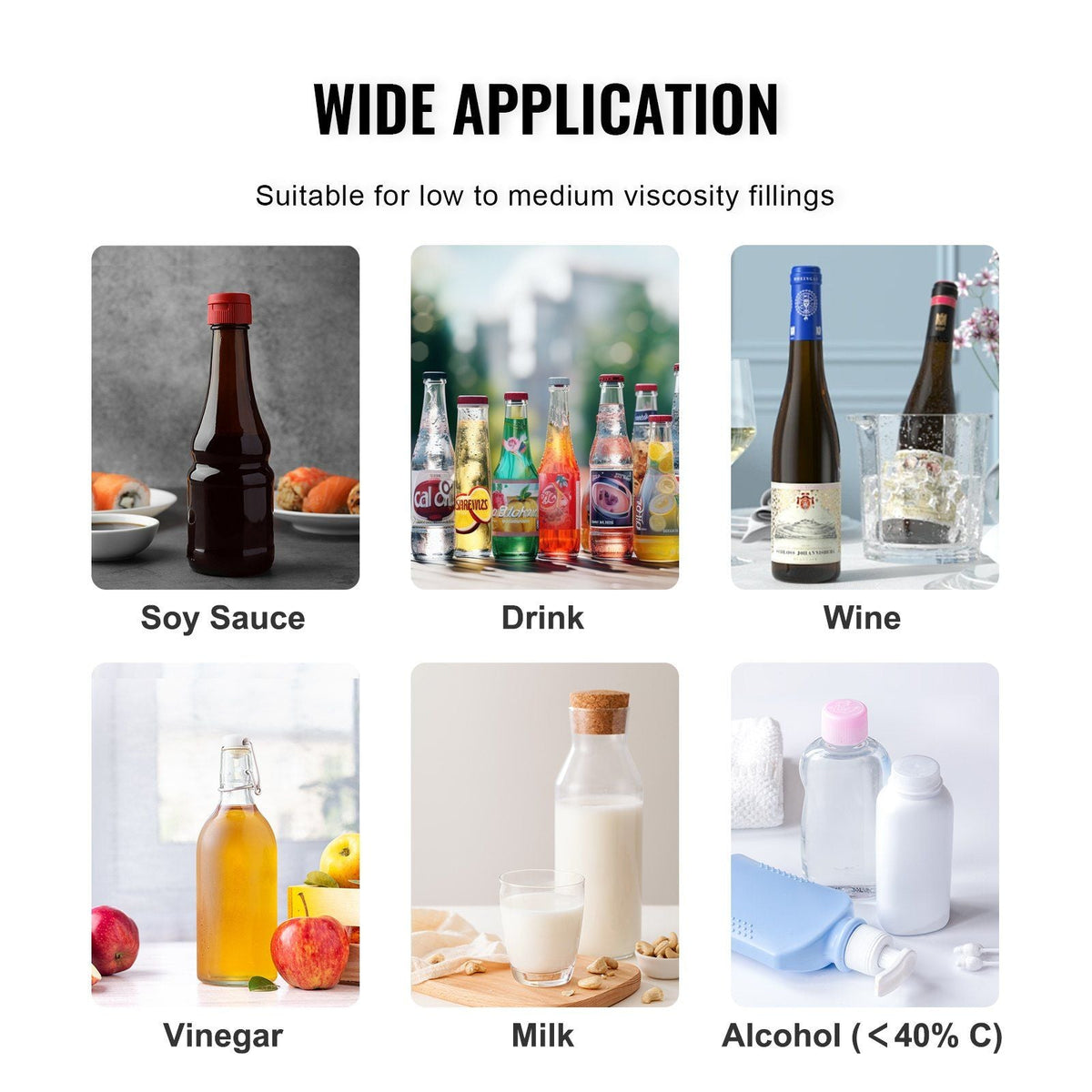 Liquid Filling Machine, 10-4000ml Filling Capacity, Automatic Bottle Filler Machine Bottling Machine Digital Control for Milk, Water, Wine, Beverage, Soy Sauce, Vinegar, Alcohol (Single Nozzle)