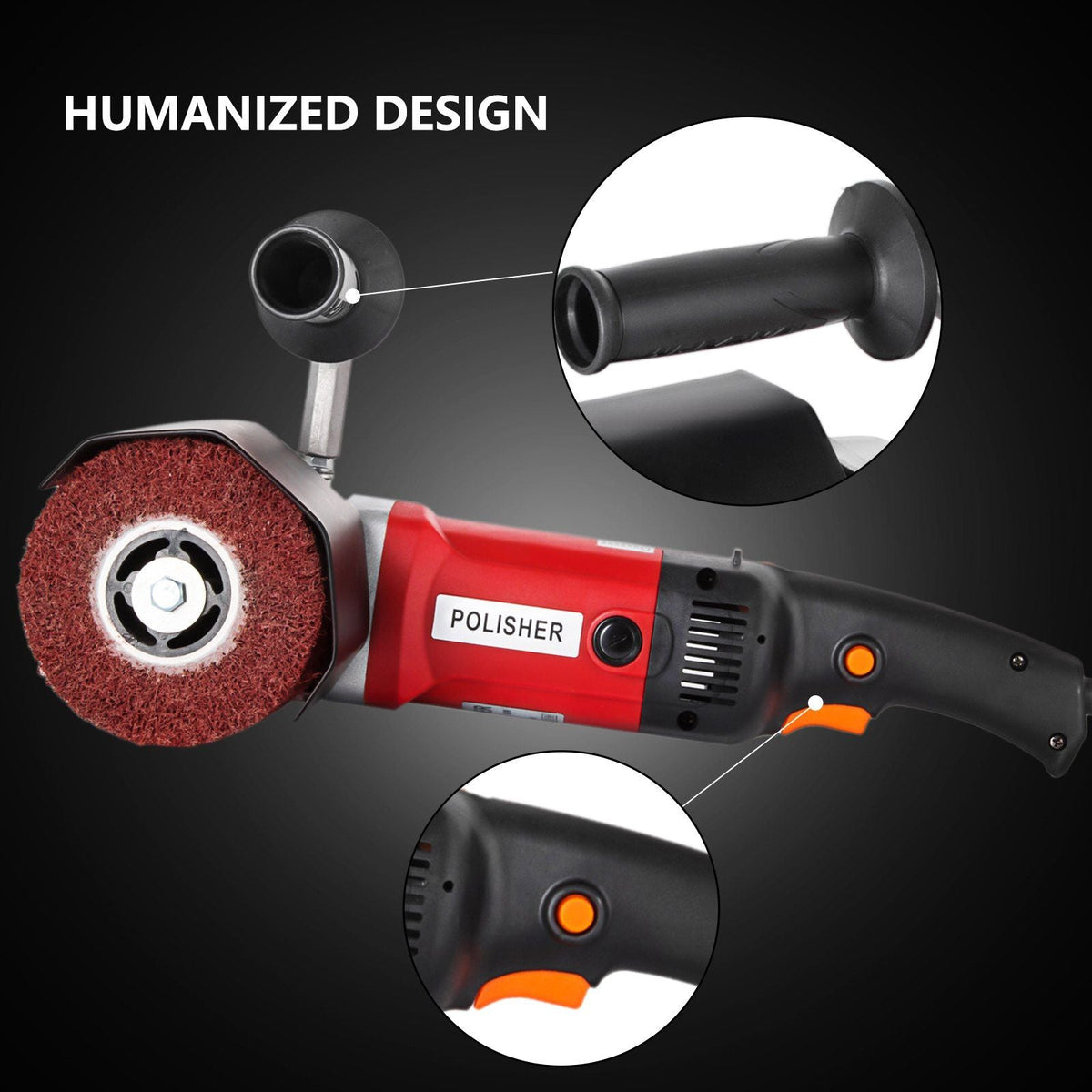 Stainless Steel Polisher Handheld Sander Polisher Wheel 1200W Burnishing Machine 4 Polishing Wheels 110V