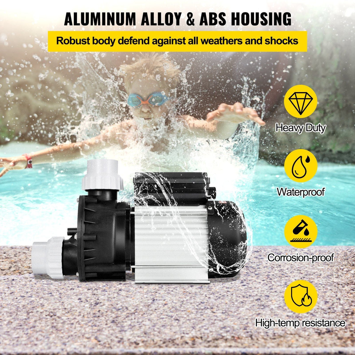 Swimming 1/2 HP 110V Hot Tub 0.37 Kw Water Circulation Spa Pump Above Ground Pool and Whirlpool Bath, Black